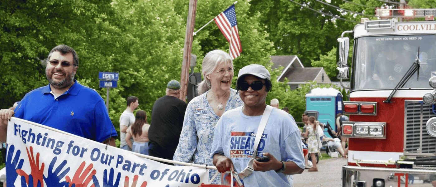 Athens Dems volunteers marching in Coolville parade